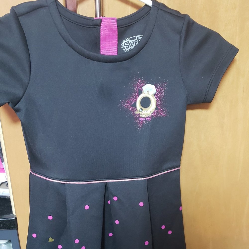 Girls Black and Pink Shopkins Dress Size 7/8